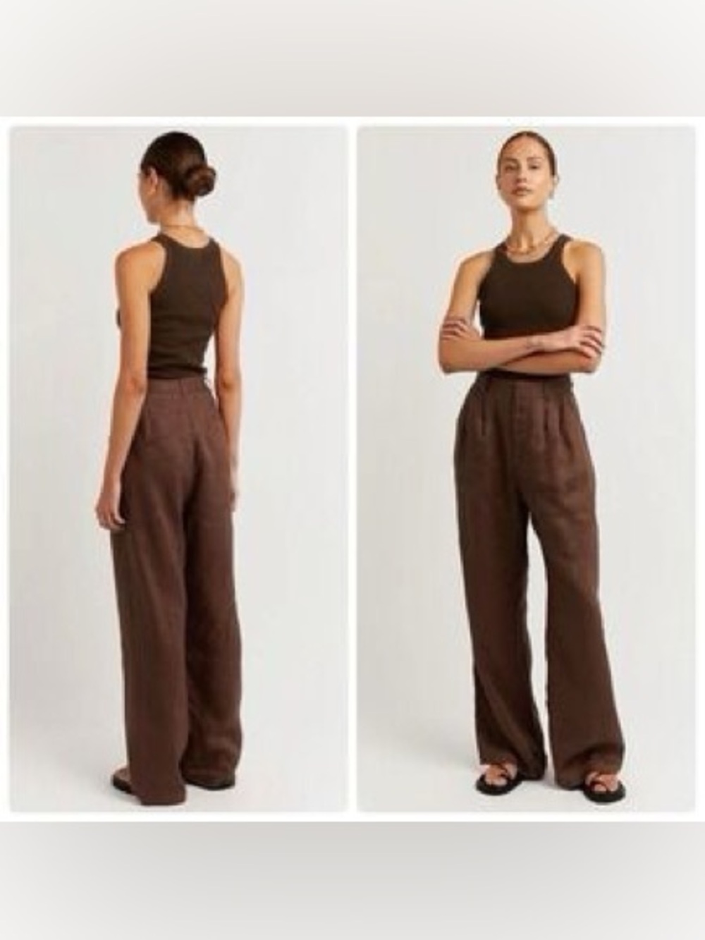 Dissh Norah High Rise Wide Leg 100% Linen Pant
